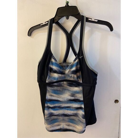 Nike Racerback swim tank large top active dri fit black blue - Picture 1 of 6